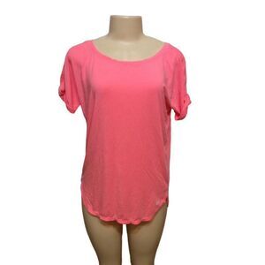 GAP Fit Short Sleeve Top Small Hot Pink Polyester Lyocell Spandex